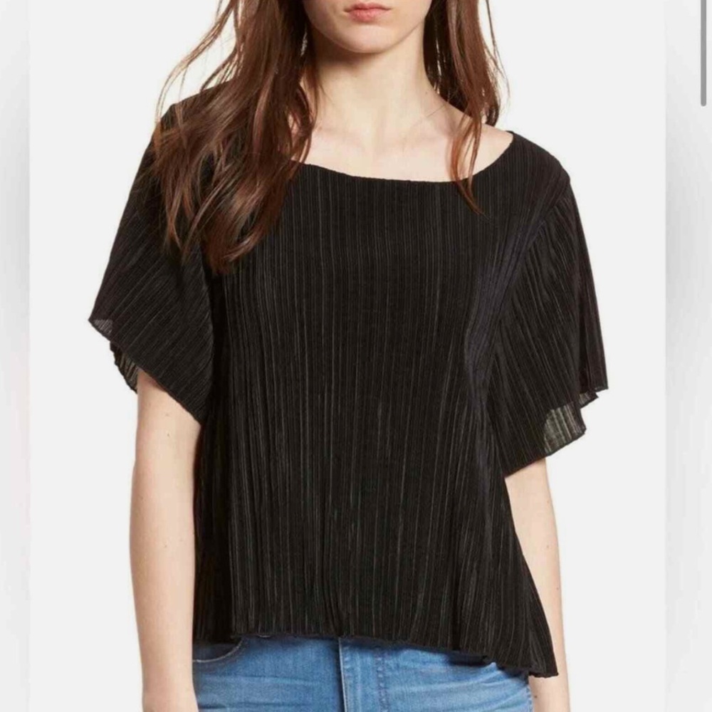 MADEWELL BLACK MICRO PLEAT PLISSE TOP